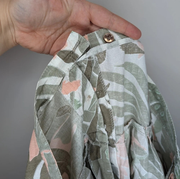 Vintage Garey Petites 100% Cotton A lIne Monstera Green Coral Floral Skirt 12 - Picture 6 of 10